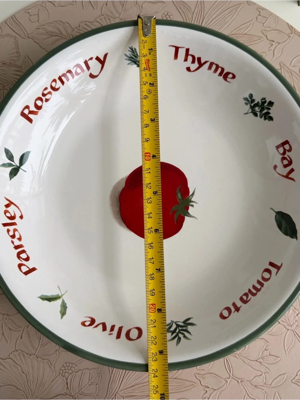 Crate & Barrel Pomodori 9.5” Pasta Bowl Tomato Herbs Portugal